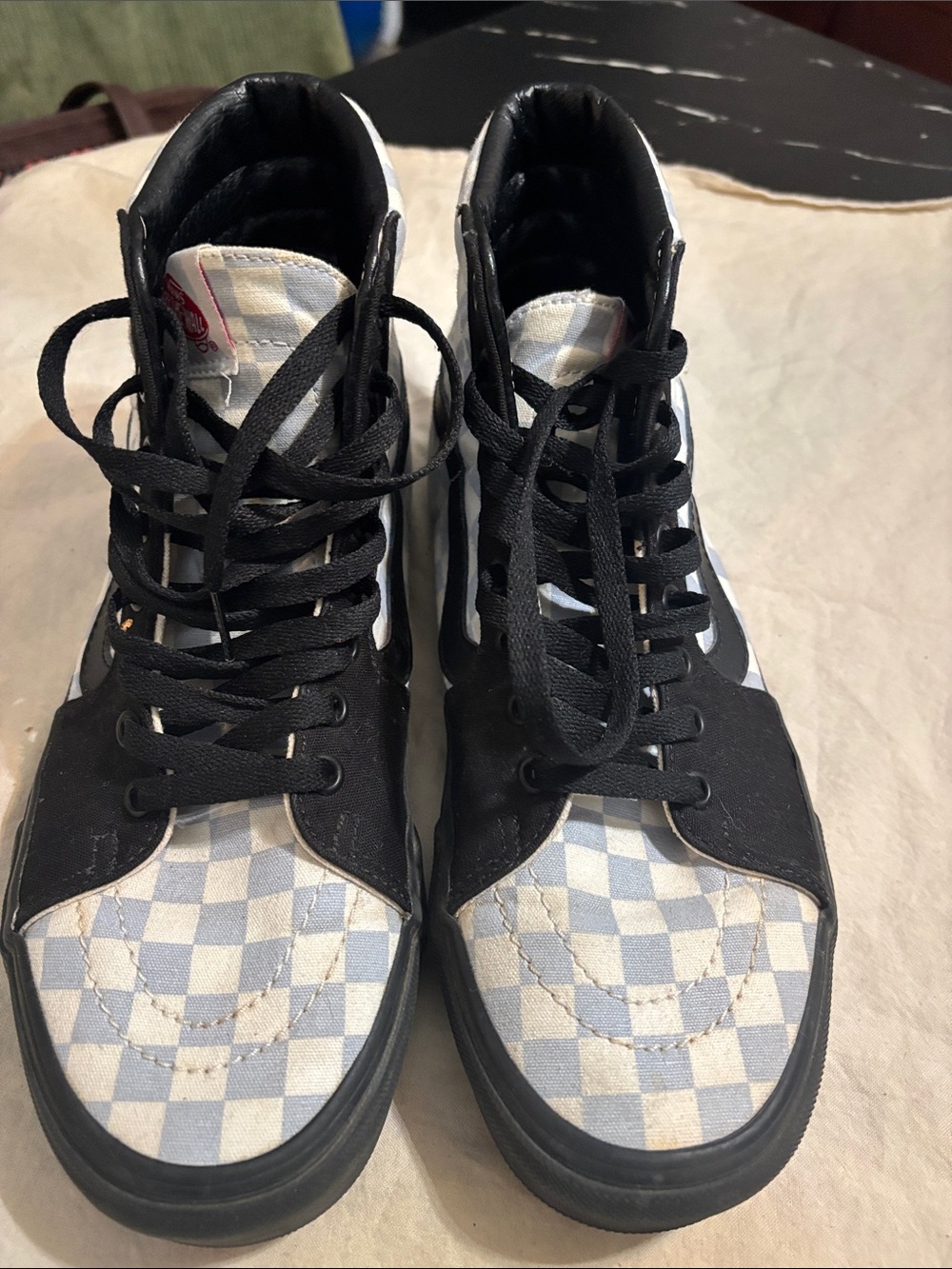 Vans Unisex Chukka Boots in Black and Light Blue Checkerboard